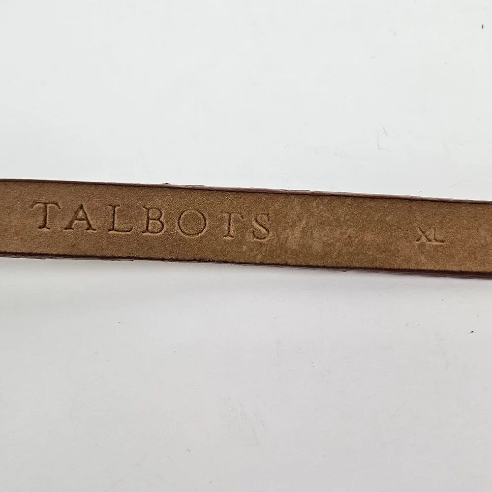 Talbots Brown Snake Embossed Leather Gold Tone Stud Skinny Belt XL